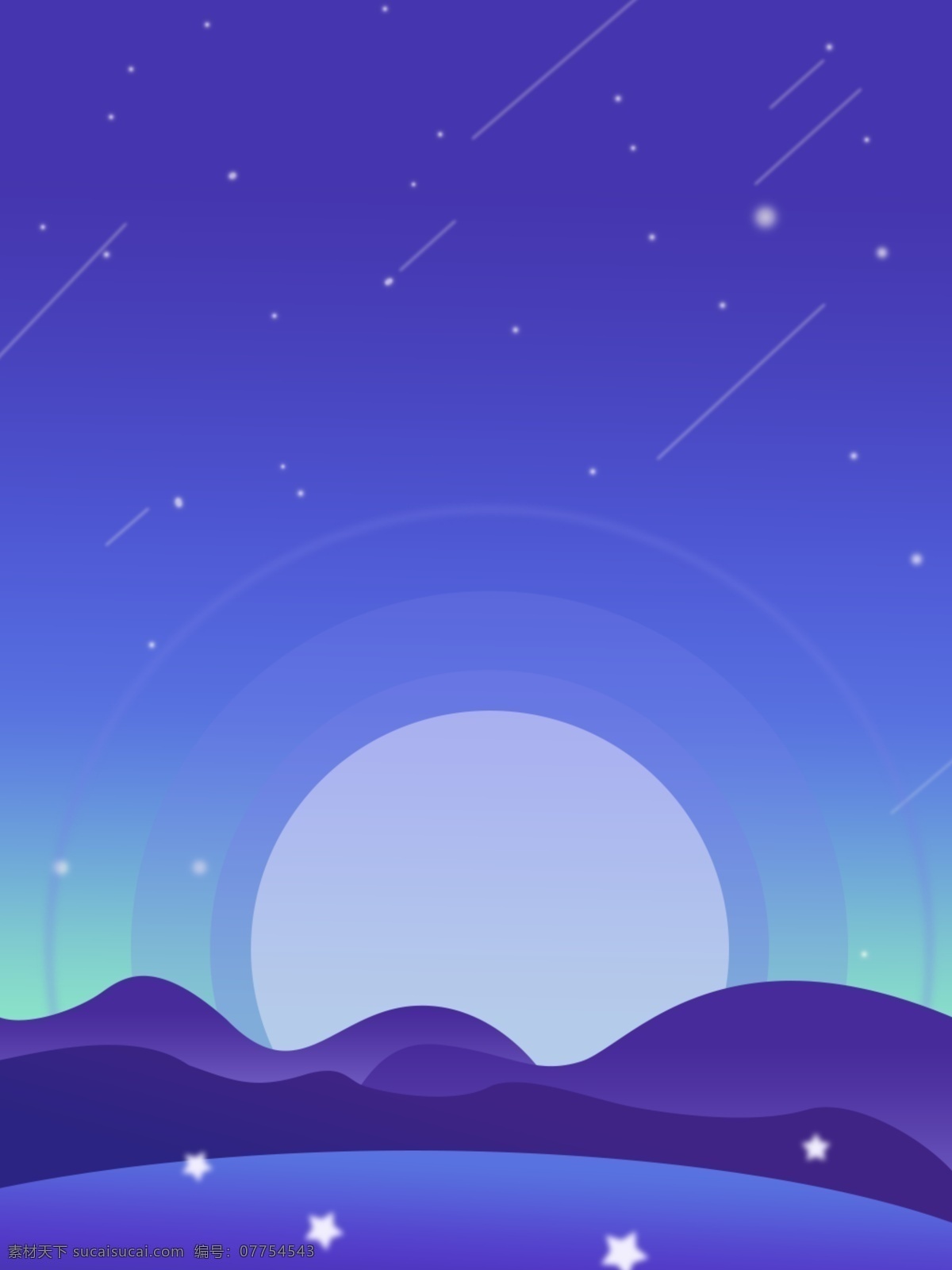 純 原創(chuàng) 卡通 唯美 插畫(huà) 大地 星空 流星 夜晚 背景 夜 山 卡通背景 流星雨背景 星空漸變背景 星星 插畫(huà)夜空背景