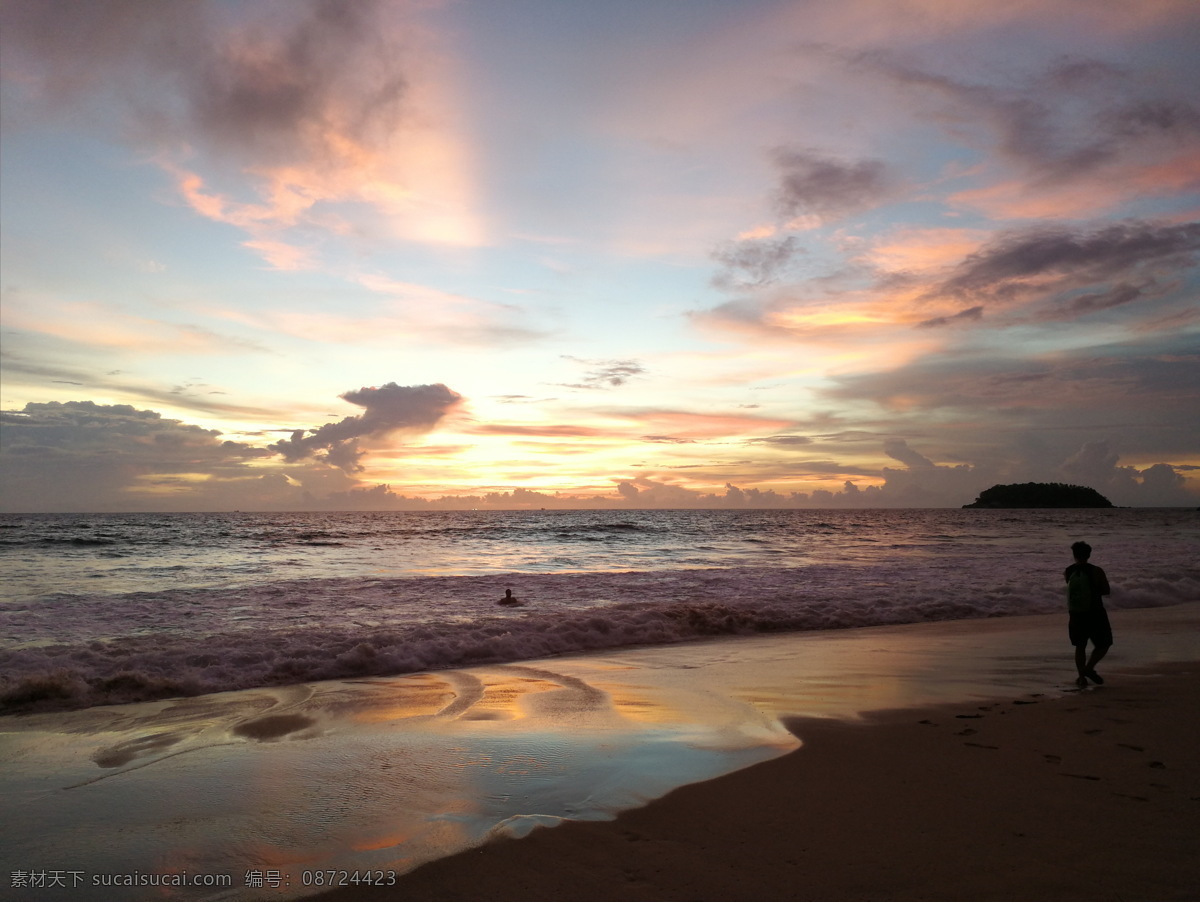 泰国普吉岛 海滩 夕阳 傍晚 大海 落日 自然景观 自然风景