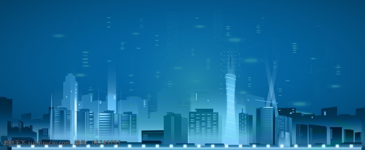 城市 科技 商务 banner 粒子 蓝色 背景 数据 未来 网络