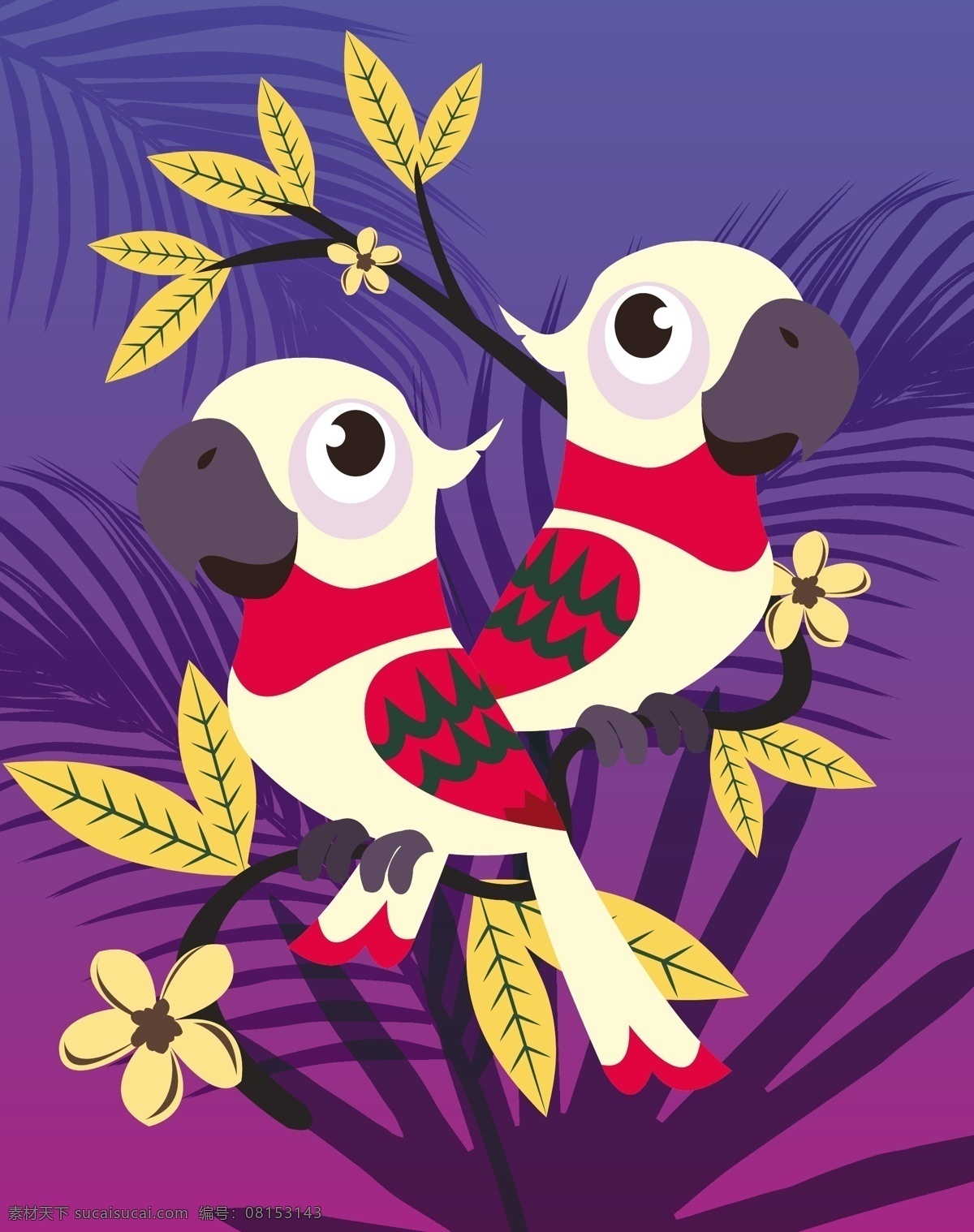 漂亮 红色 鹦鹉 背景 图 广告背景 广告 背景素材 底纹背景 鸟类 紫色 植物 可爱