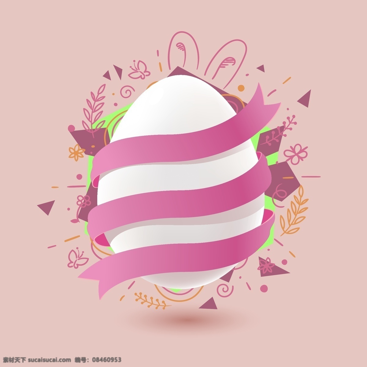 复活节 鸡蛋 多彩 春 颜色 开朗 盛开 胶带 鲜花 白 粉红色 彩蛋 矢量素材 生活百科 休闲娱乐