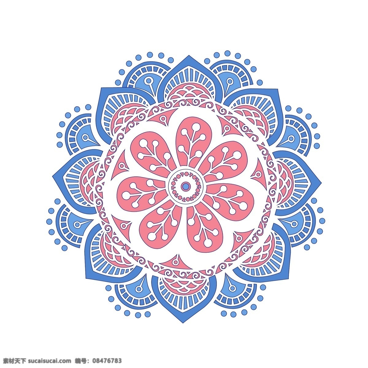 线性 世界 装饰 纹理 叶子 花朵 蓝色 花 图案 几何