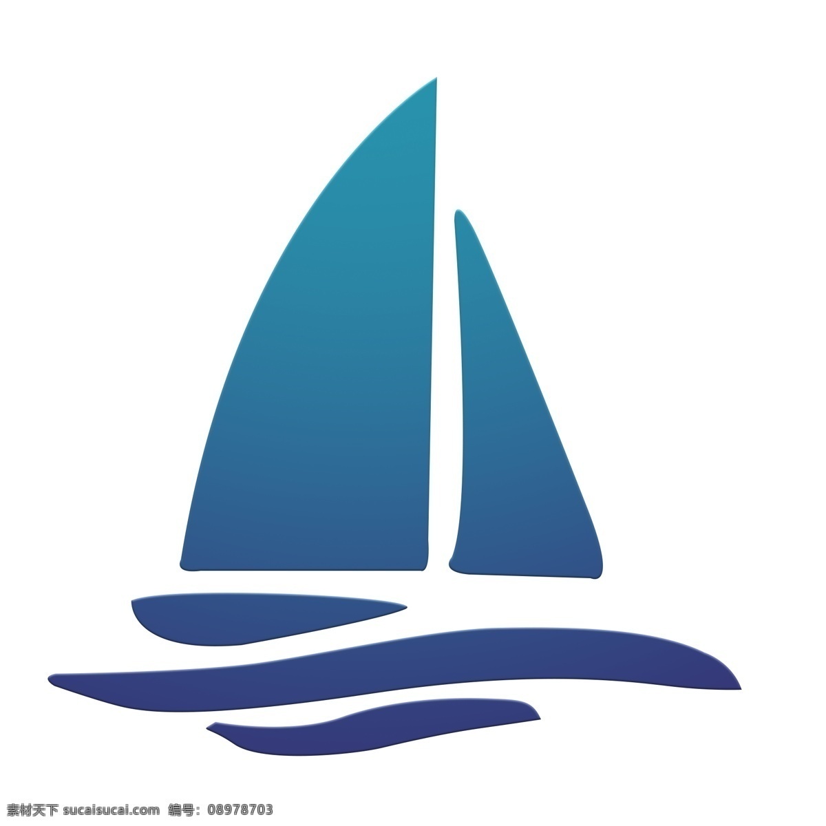 可爱 卡通 手绘 帆船 图标 渐变色 一帆风顺 吉祥 祝福 碧海 蓝天 乘船 船帆 水上设施 交通工具