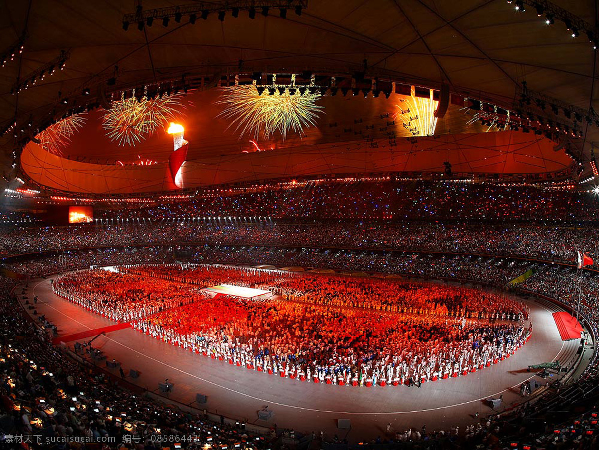 2008 年 北京 奥运会 开幕式 火焰 鸟巢 旅游摄影 人文景观 摄影图库
