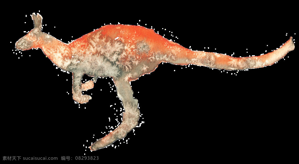 石头 质感 纹理 动物 透明 装饰 图案 袋鼠 四肢动物 跳跃的动物 朱砂色 装饰图案