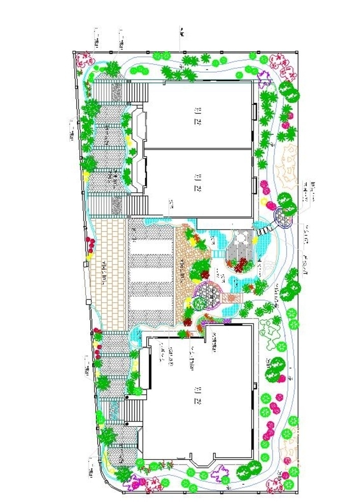 别墅 景观 方案设计 别墅景观设计 植物配置 平面图 庭院设计 植物配表 dwg