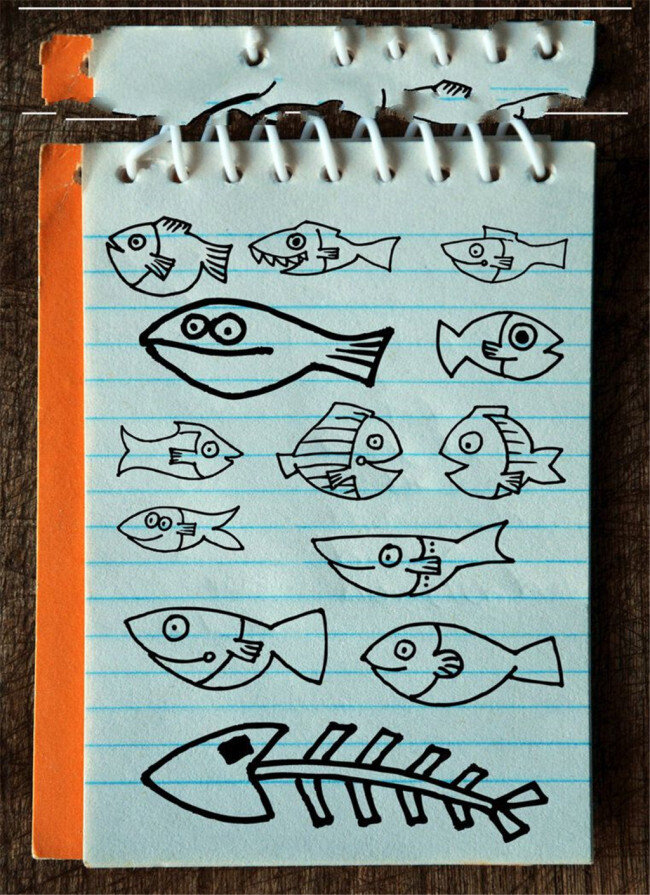 手绘 涂鸦 小鱼 鱼 图形 骨头 ps 童趣 笔刷 鱼图形 鱼骨头 ps童趣 笔刷素材