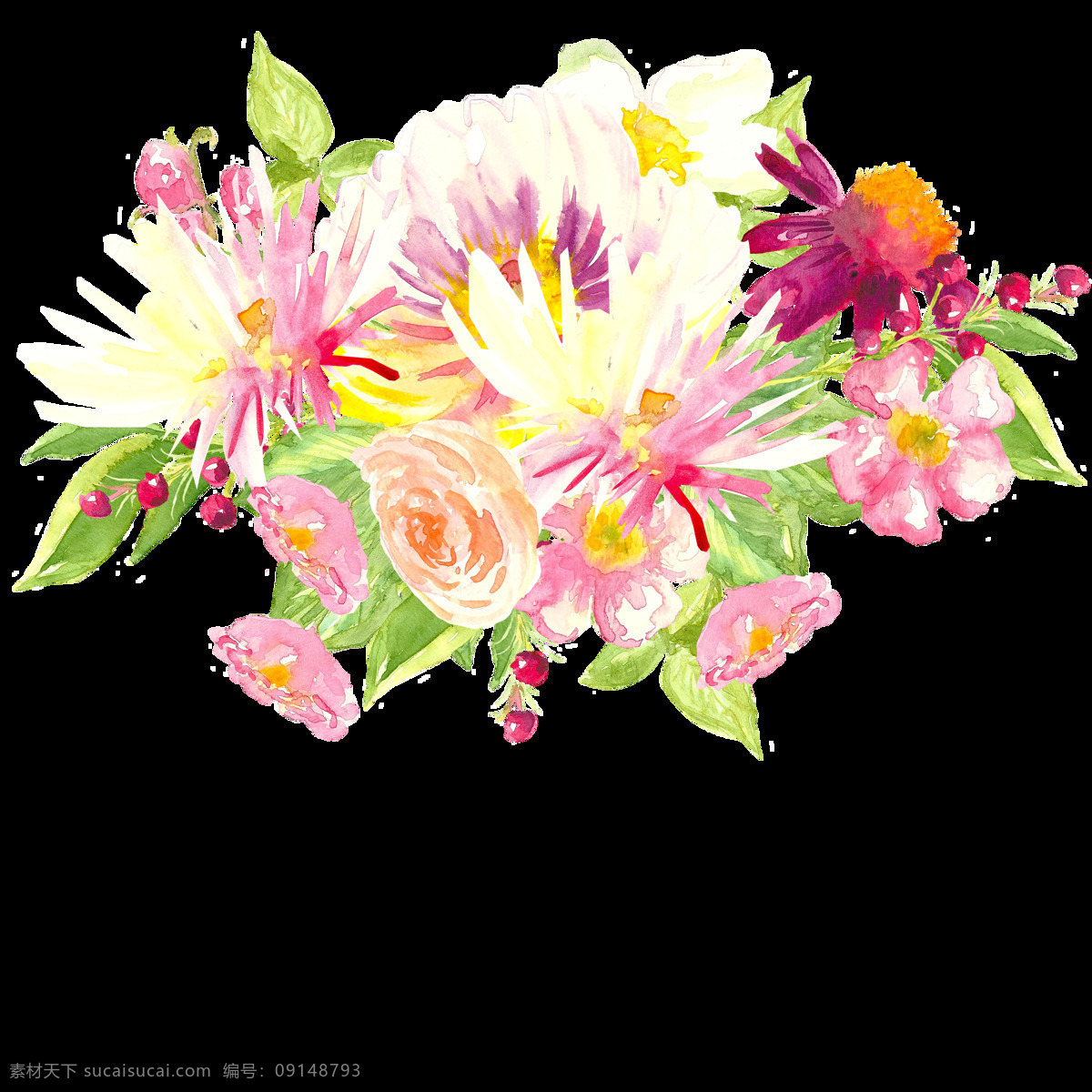 璀璨 花蕾 卡通 透明 花束 粉色 透明素材 免扣素材 裝飾圖案