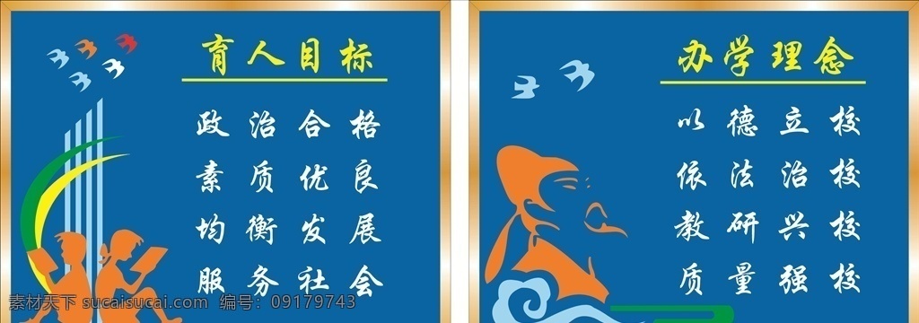 學(xué)校文化墻 字 內(nèi)容 底色 造型 育人目標(biāo) 辦學(xué)理念 人物 矢量圖 邊等