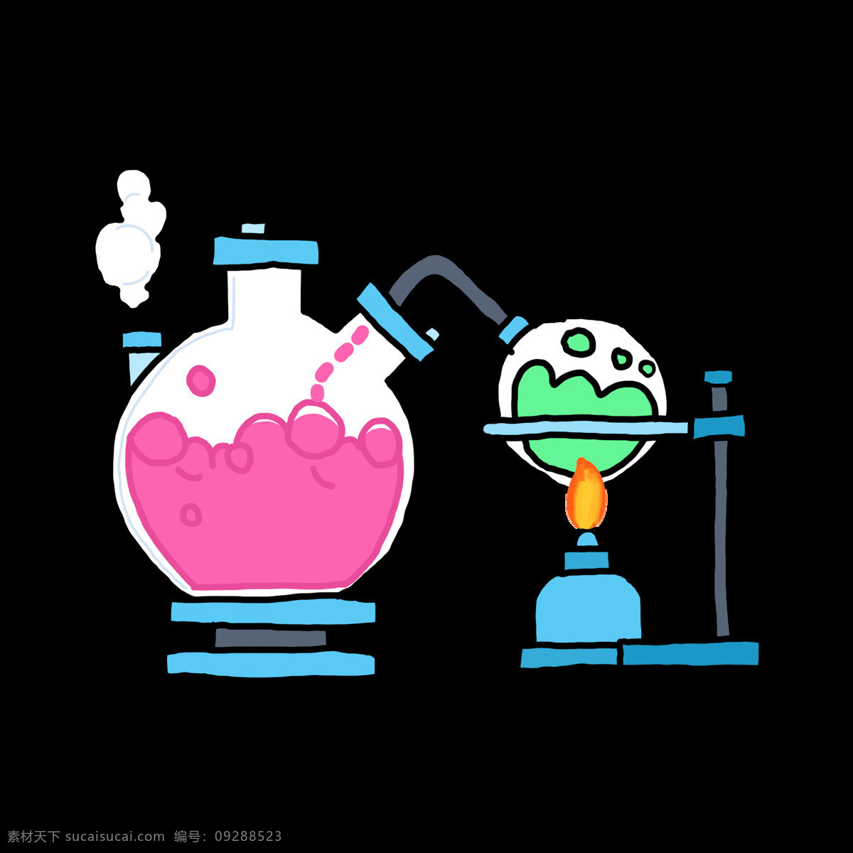 平底 烧瓶 化学实验 器材 平底烧瓶 科学 化学 实验设备 插画 png透明 背景 免扣素材 化学实验器材