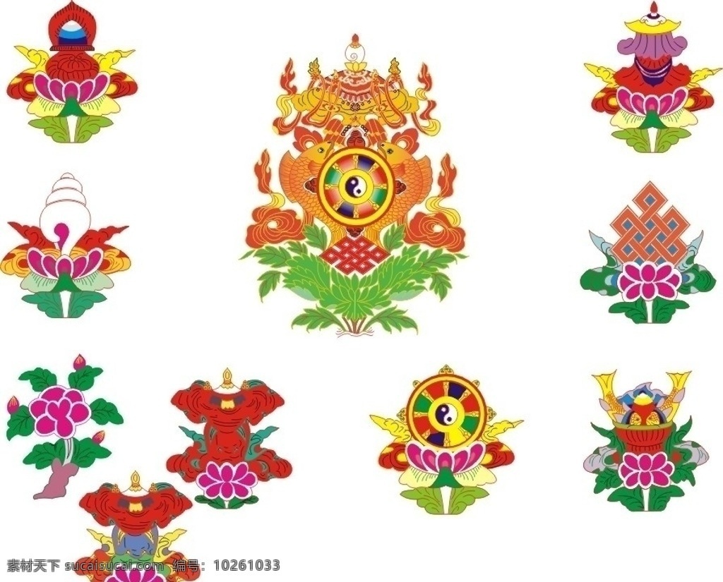 吉祥结 西藏 藏族 图案 花边 底纹 吉祥 八宝 标识标志图标 矢量