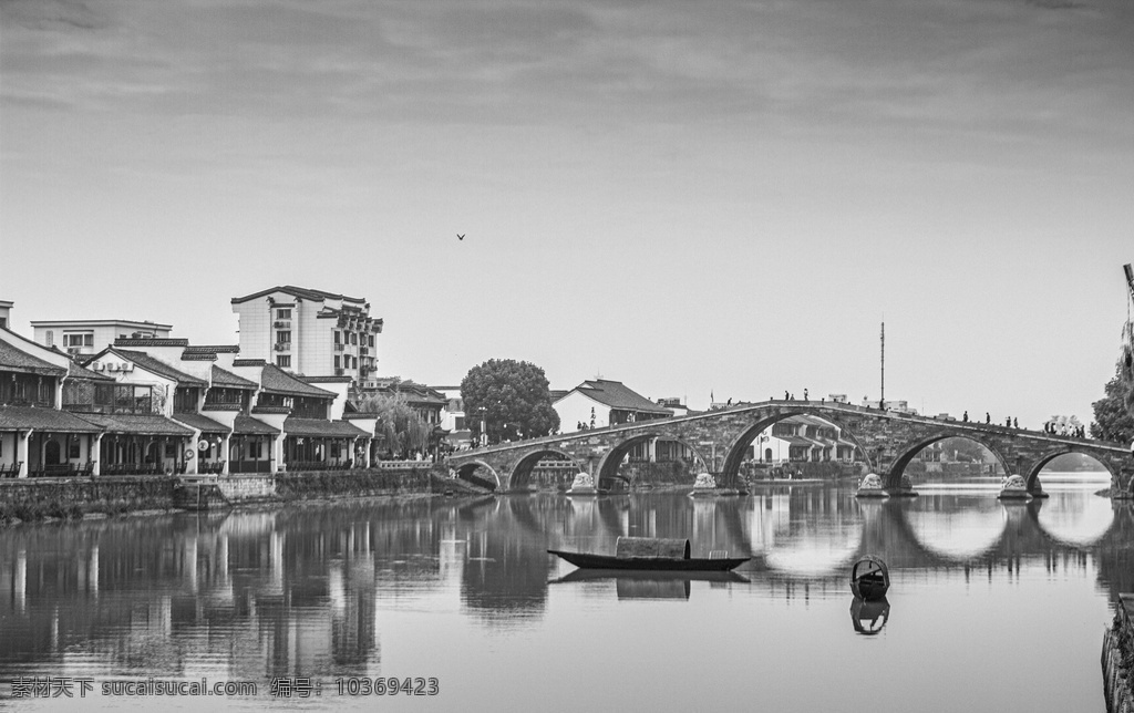 塘栖 京杭大运河 景点 运河 桥 小船 黑白 旅游摄影 国内旅游