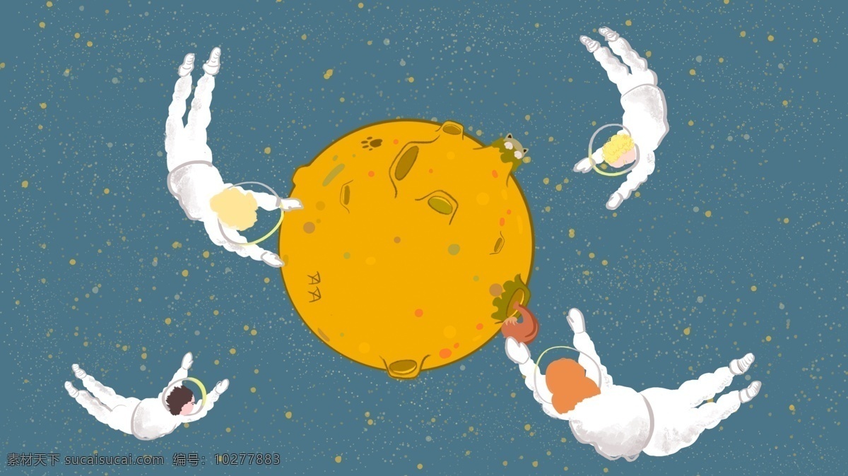 人类 月球 日宇 航员 登月 原创 手绘 卡通 插画 月亮 星空 壁纸 人类月球日 宇航员 太空