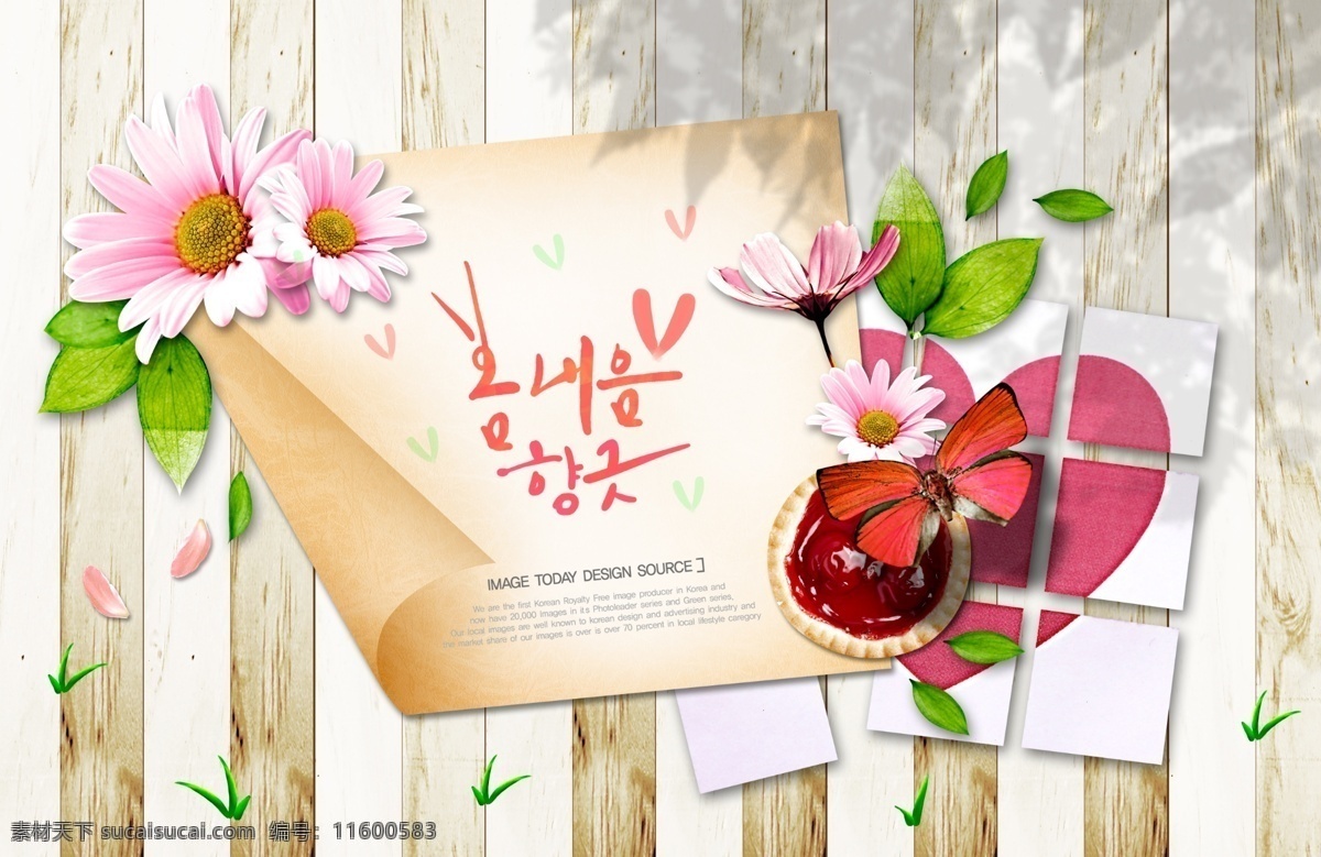 韩国 风格 插画 花卉 韩国风格 桌子 春天
