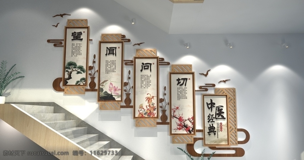 中醫(yī) 經典 醫(yī)院 樓梯 文化 墻 文化墻 分層
