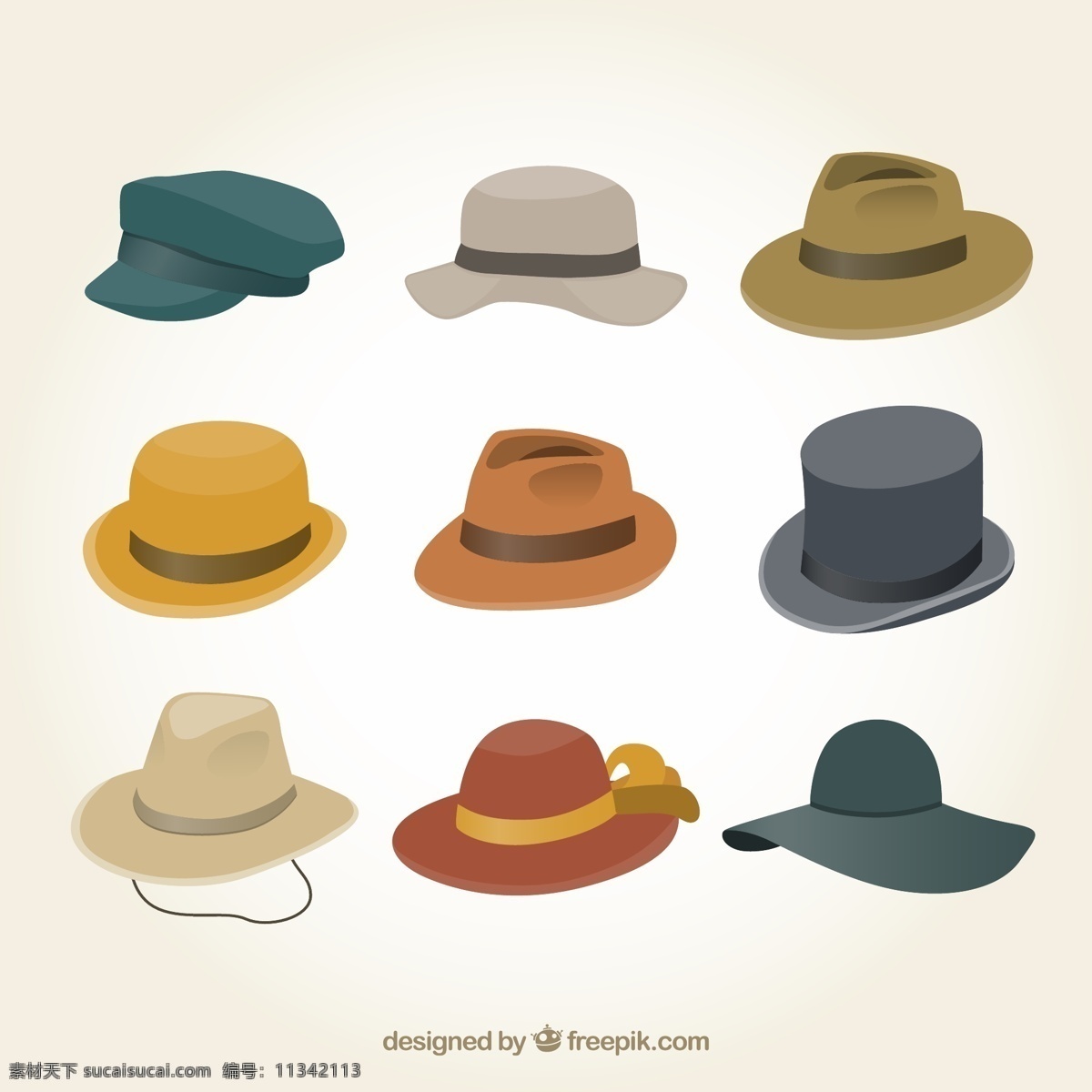 时尚 帽子 矢量 遮阳帽 牛仔帽 礼帽 时装帽 奔尼帽 矢量图 高清图片