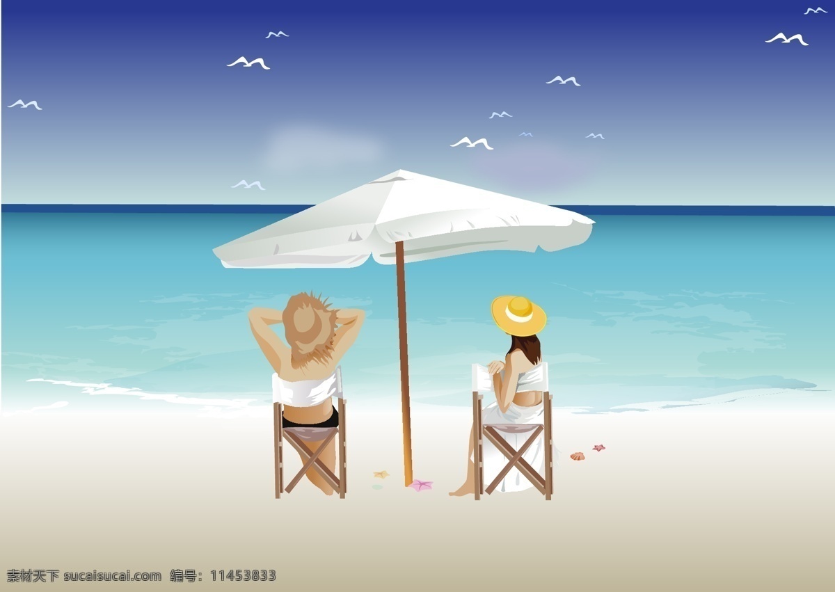海滩 情侣 旅游 日常生活 矢量人物 矢量图库 滩情侣 情侣篇 psd源文件