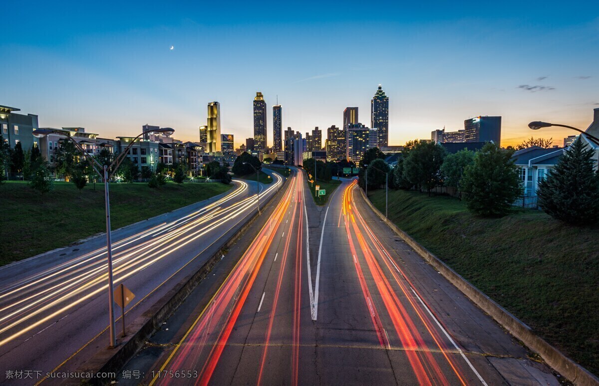 夜晚城市 城市 道路 光线 速度 科技 现代科技