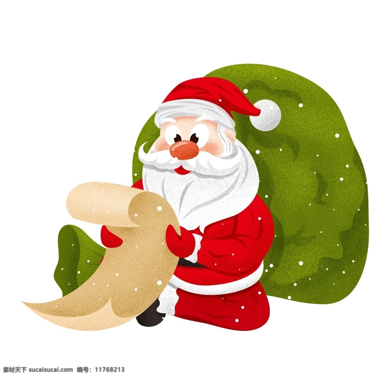 大雪 中看 礼物 清单 圣诞老人 肌理 写实 插画 冬季 圣诞节 礼物清单 节日元素