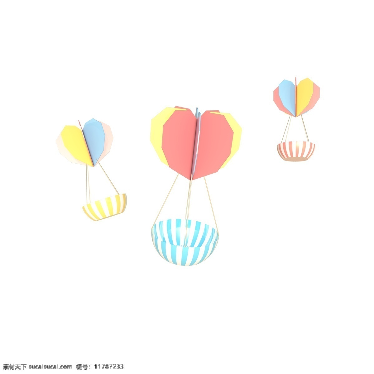 c4d 立体 情人节 爱心 氢气球 海报 装饰 3d 心形 海报装饰 糖果色 马卡龙色 条纹 电商淘宝
