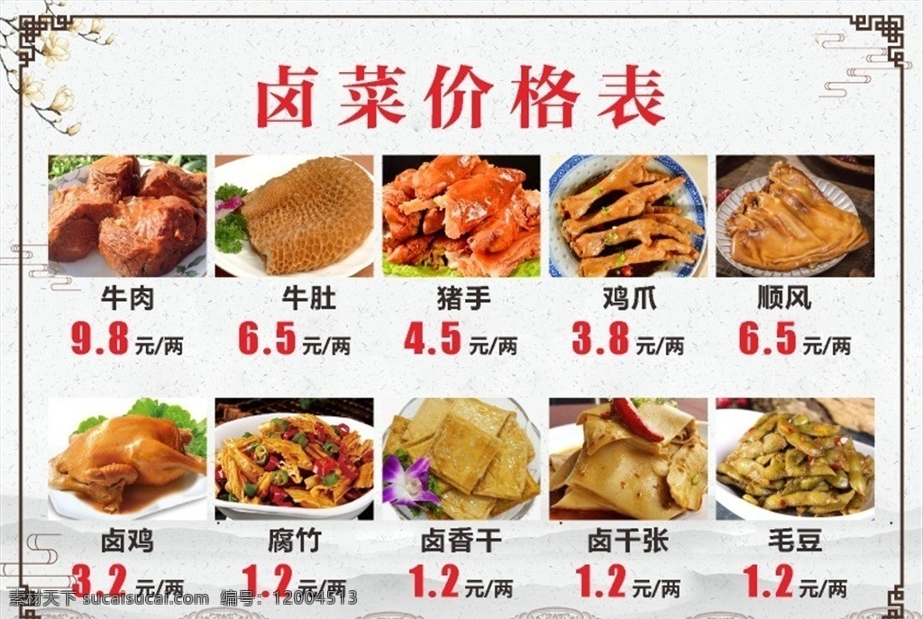 鹵菜 價格表 菜單 食品 車貼