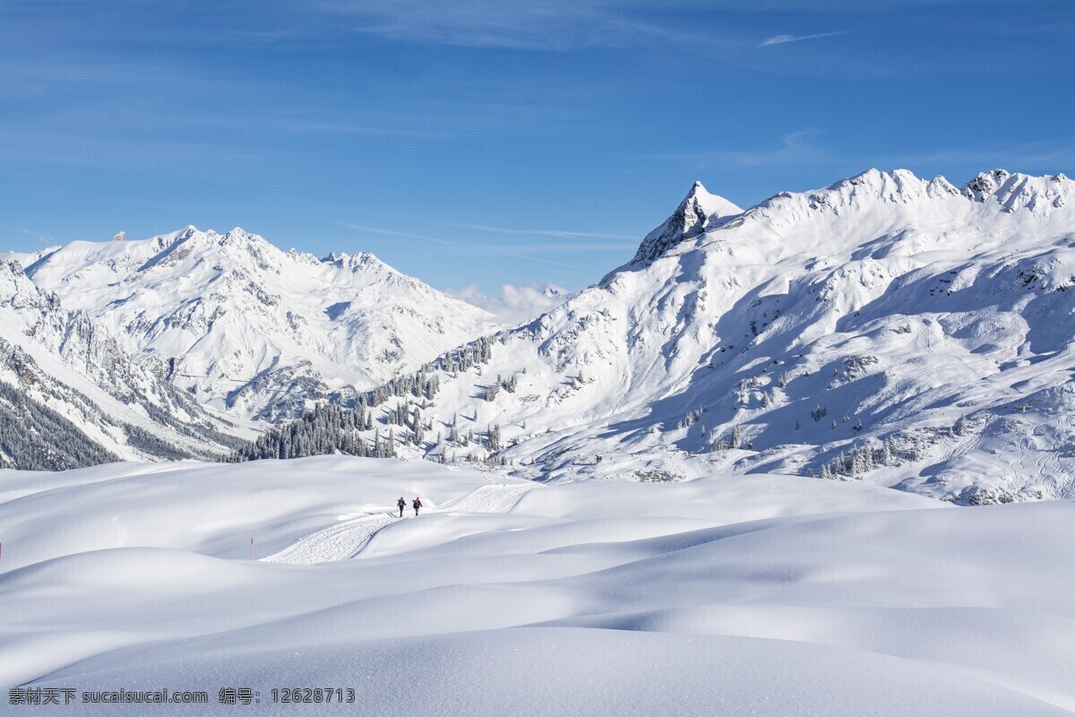 奥地利 滑雪区域 雪山 福拉尔贝格 太阳头 klostertal 高山 自然景观 自然风景