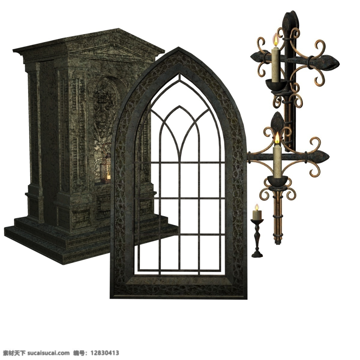 欧式元素 十字架 欧式古典烛台 欧式古典窗户 欧式古典柜子 分层 分层素材 源文件库