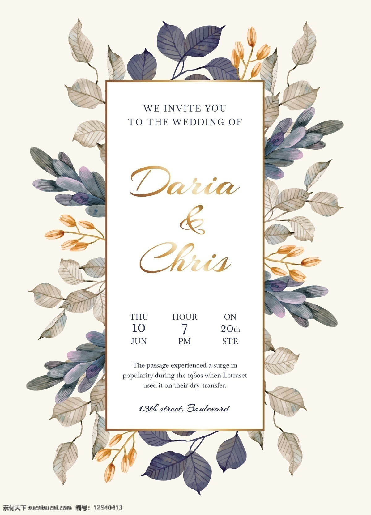 素雅 花卉 装饰 婚礼 邀请 卡 邀请卡 素雅花卉 广告海报设计 名片卡片
