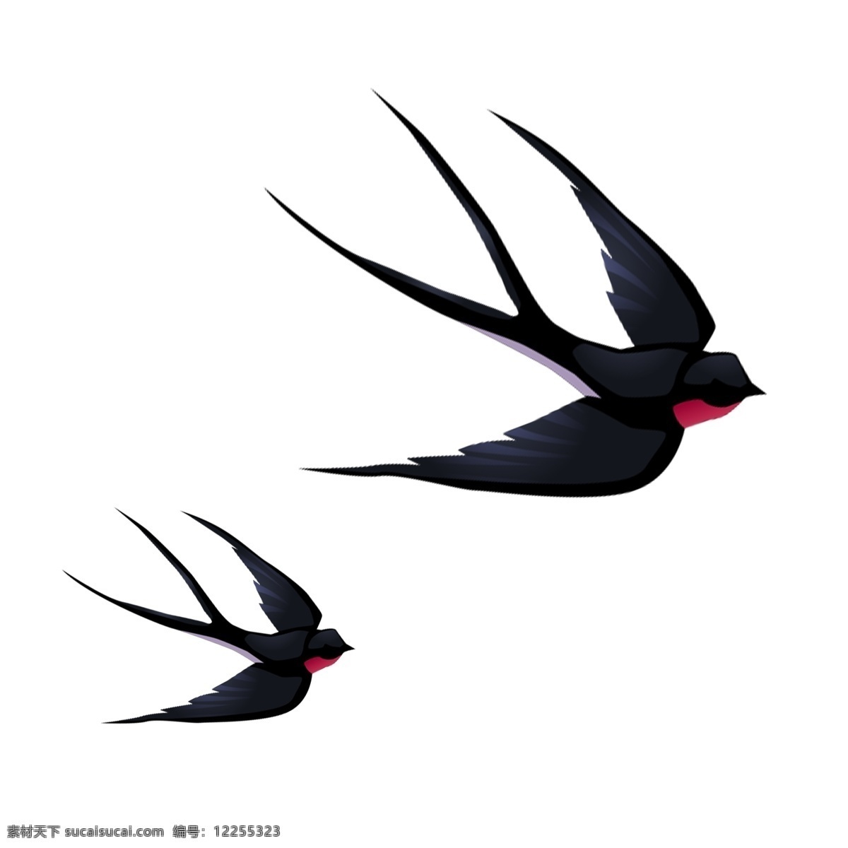手绘 燕子 卡通 透明 卡通元素 透明素材 动物 装饰图案 黑色