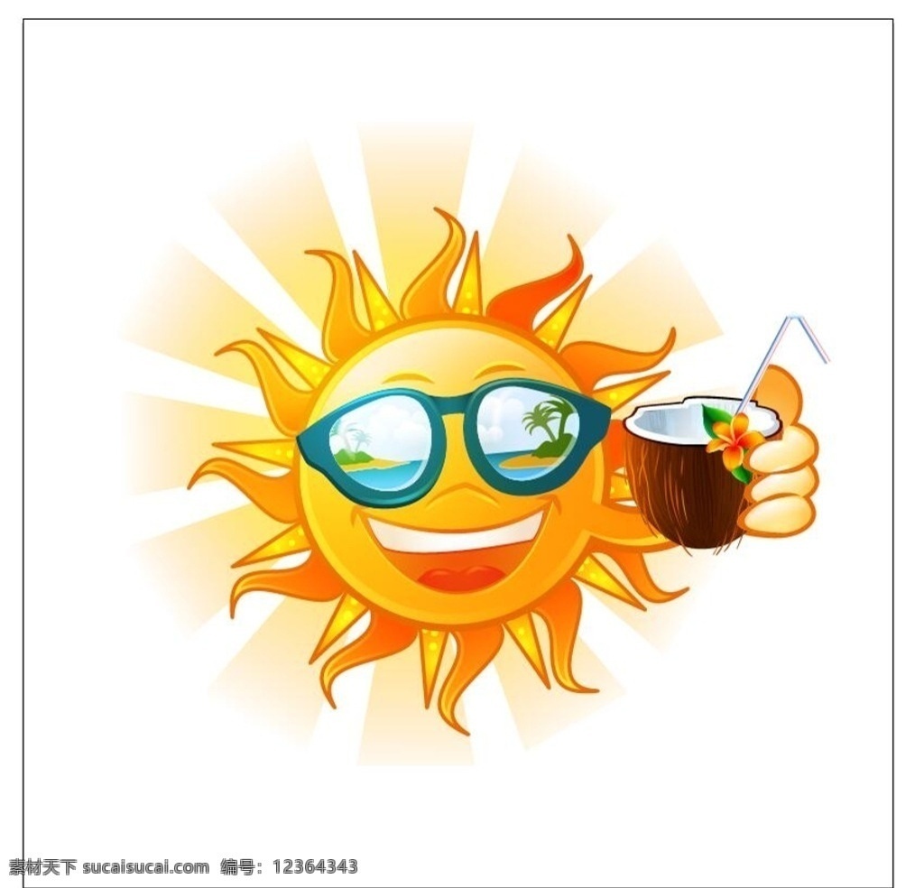 热带 岛屿 动画片 免费 矢量 插画 设计卡 通图形 web 夏天太阳e 玻璃喝的 鸡尾 酒 新伞 创意热带牙齿 太阳镜元