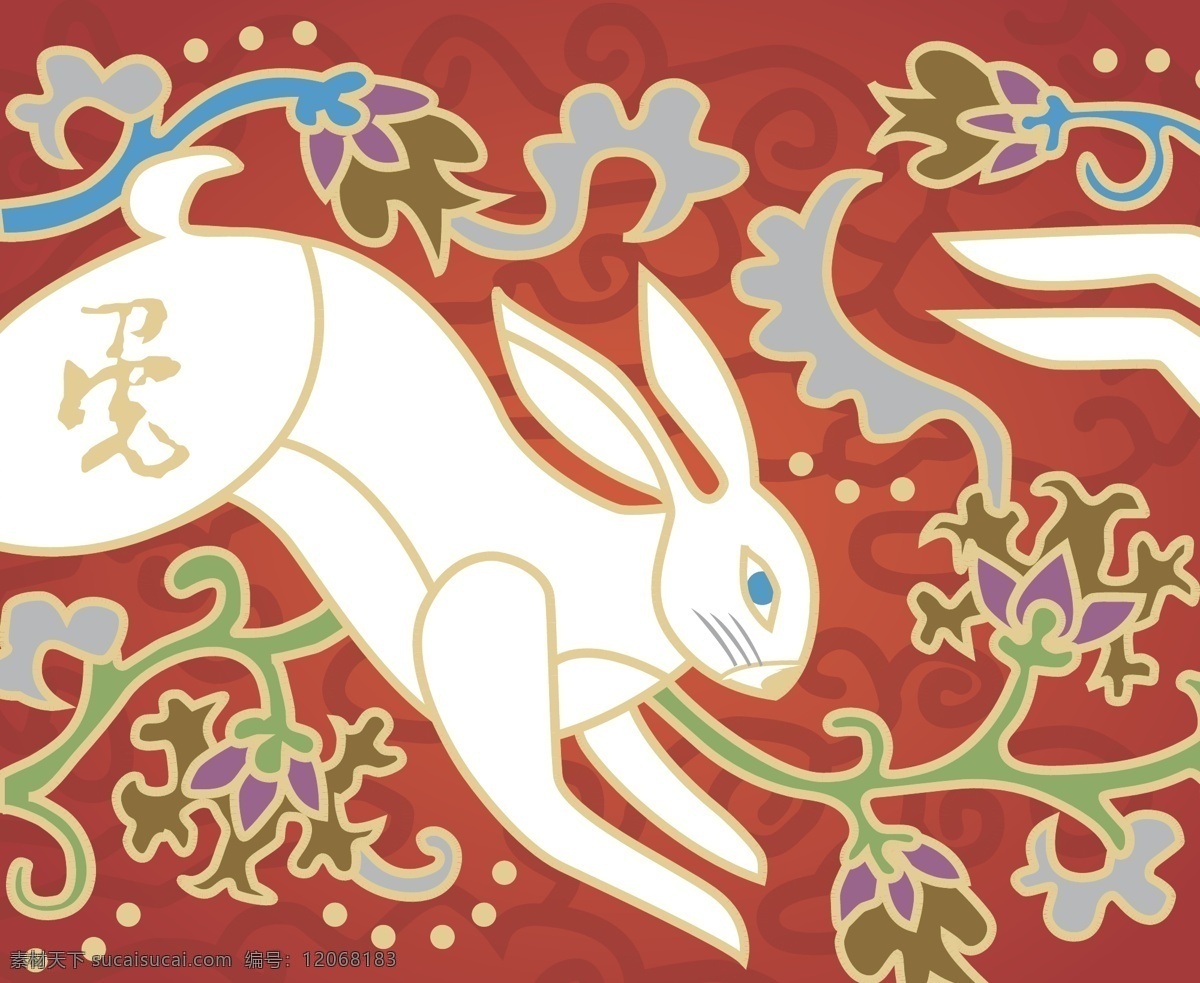 傳統(tǒng) 新年 兔子 矢量圖 春節(jié) 花紋 中國(guó)風(fēng) 新年小兔 節(jié)日素材 其他節(jié)日