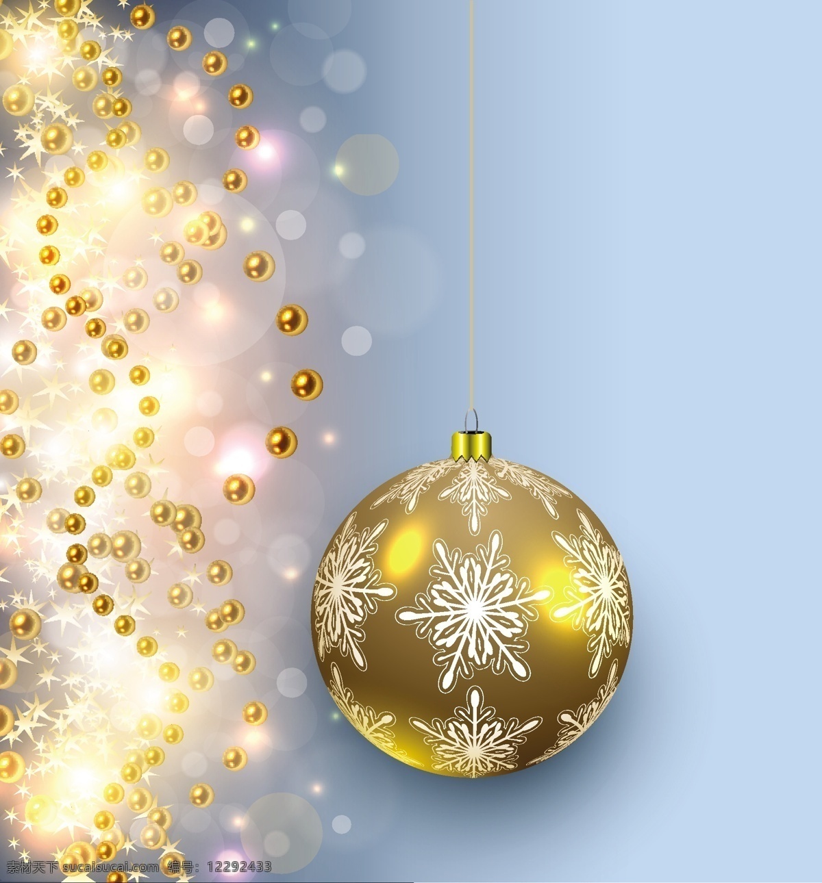 圣诞节 彩球 矢量 金色 雪花 矢量素材 设计素材