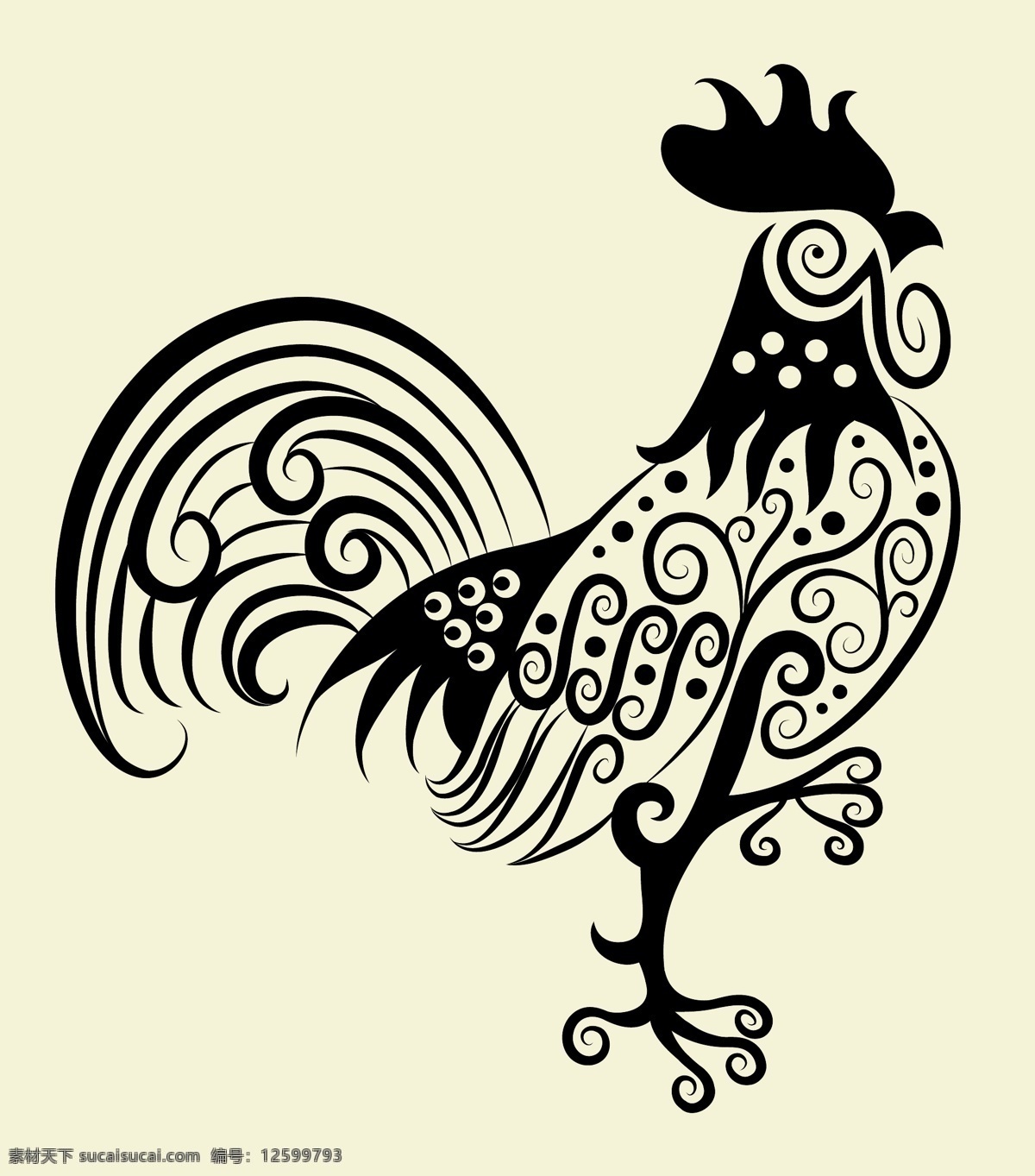 公雞 剪紙 花紋 矢量圖 其他矢量圖