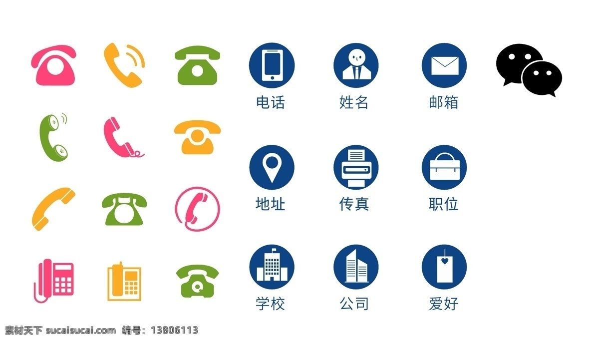 矢量素材 矢量電話 矢量地址 定位 矢量微信 傳真 姓名 郵箱 公司 學校 愛好