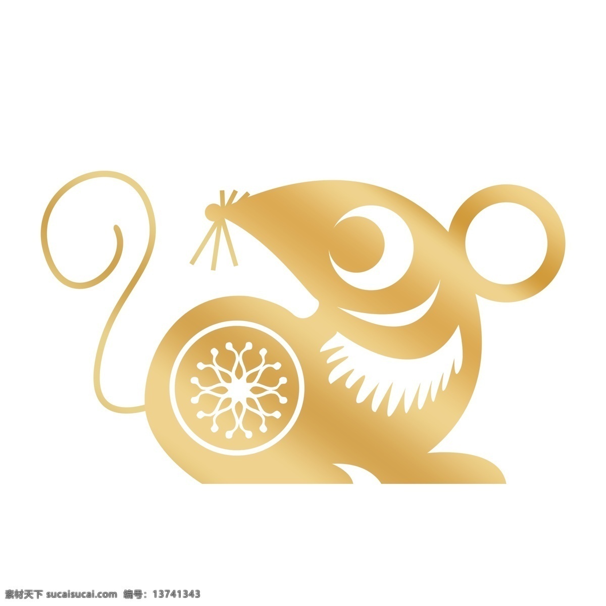 鼠年 金色 老鼠 剪紙 元素 插畫(huà) 分層