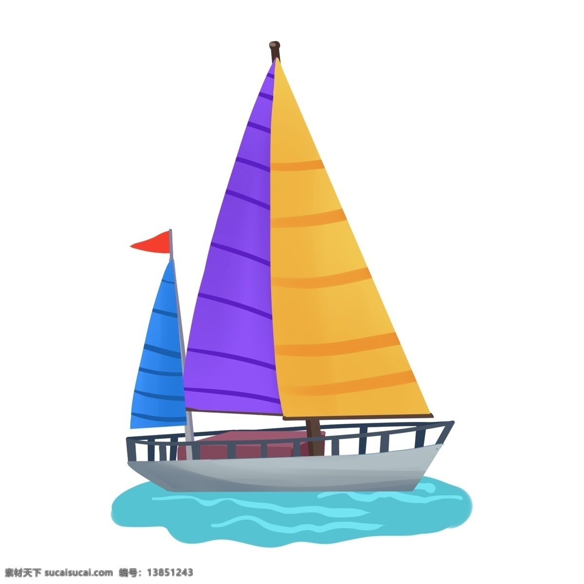 手绘 海上 交通工具 旅游 元素 帆船 免 抠 船