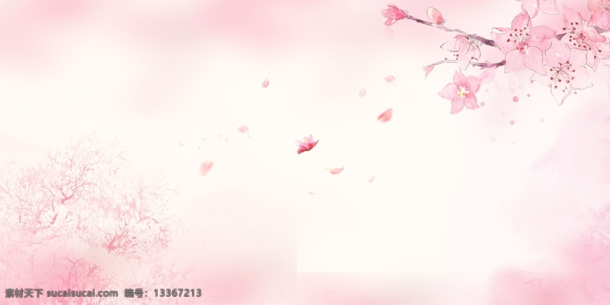 粉色 唯美 春季 桃花 海报 背景 春天 桃花节 花瓣 春季上新 桃花背景