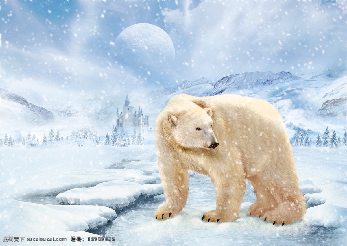 冰天雪地 北极熊 冰天 雪地 雪山 高清 动物 机器人 生物世界 野生动物