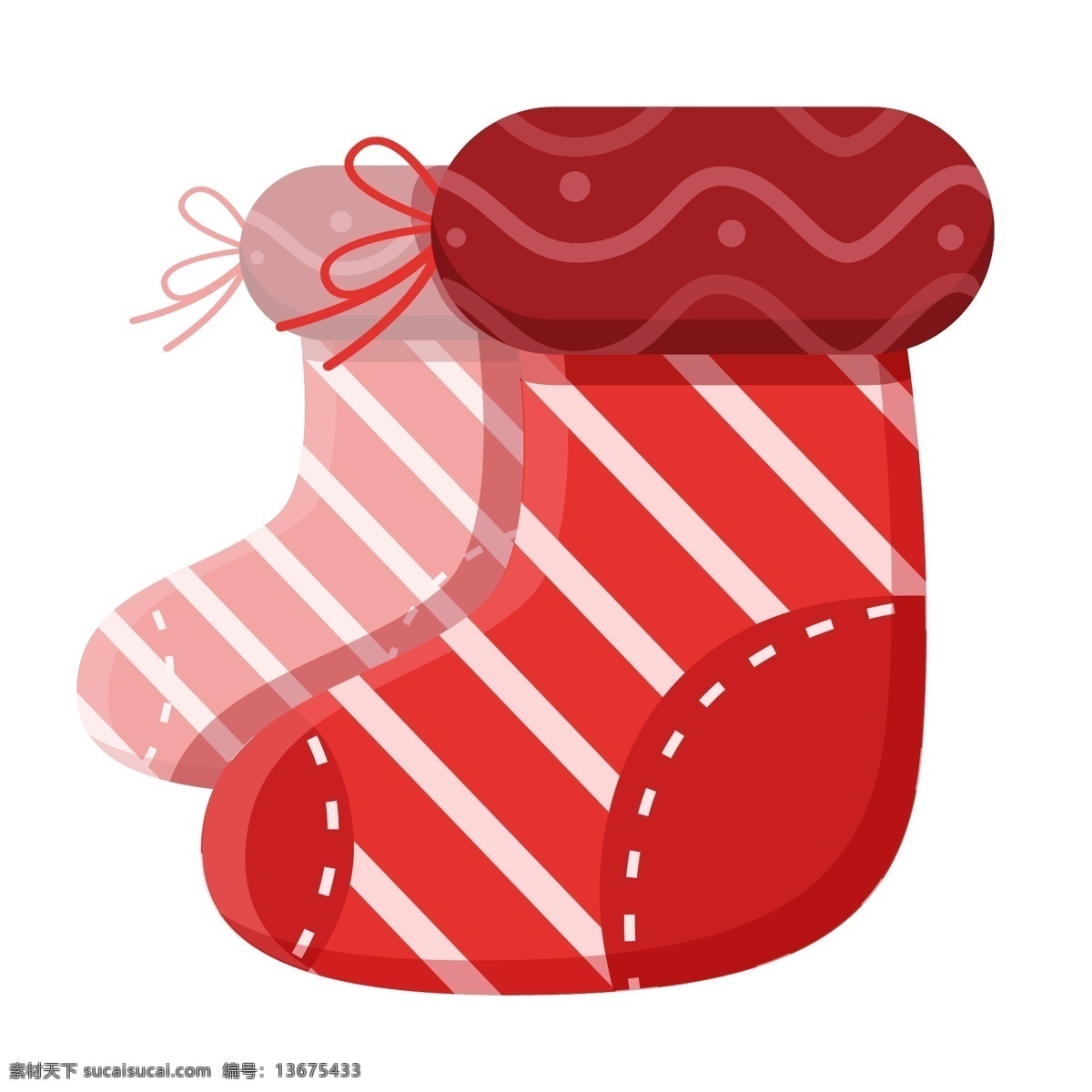 条纹 微星 扁平 大红色 圣诞节 袜子 矢量 庆典 元素 周边 可爱 圣诞 袜 高清 卡 伊