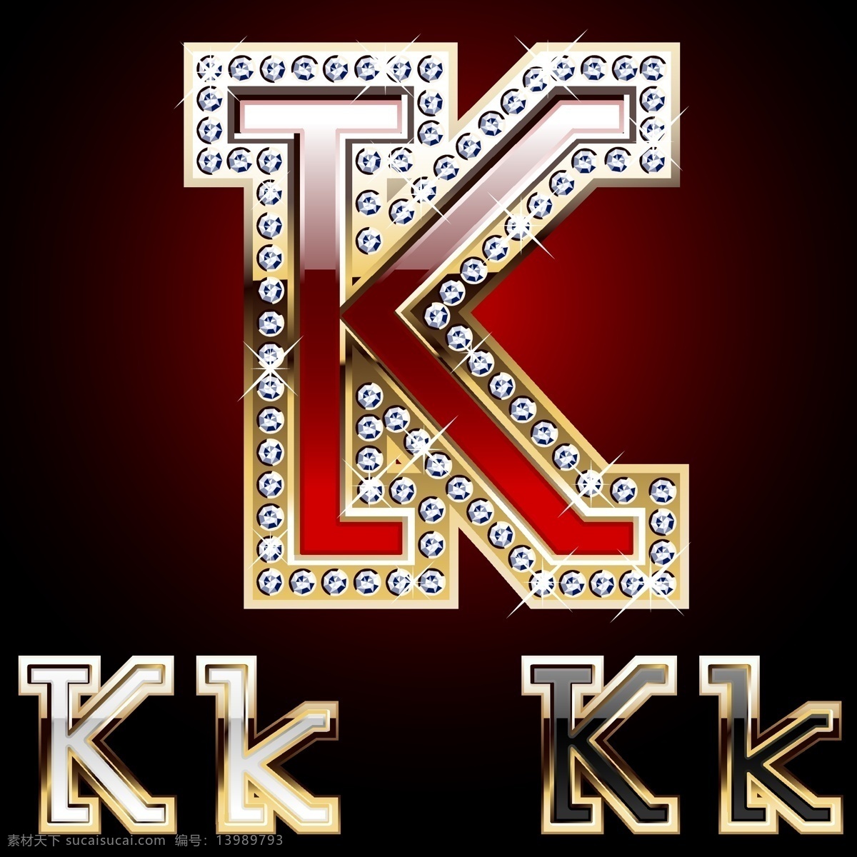 鉆石 k 字母 英文字母 字母字體 華麗 閃眼 閃耀 符號 金色 金屬 立體 金邊 書畫文字 文化藝術 矢量素材 黑色