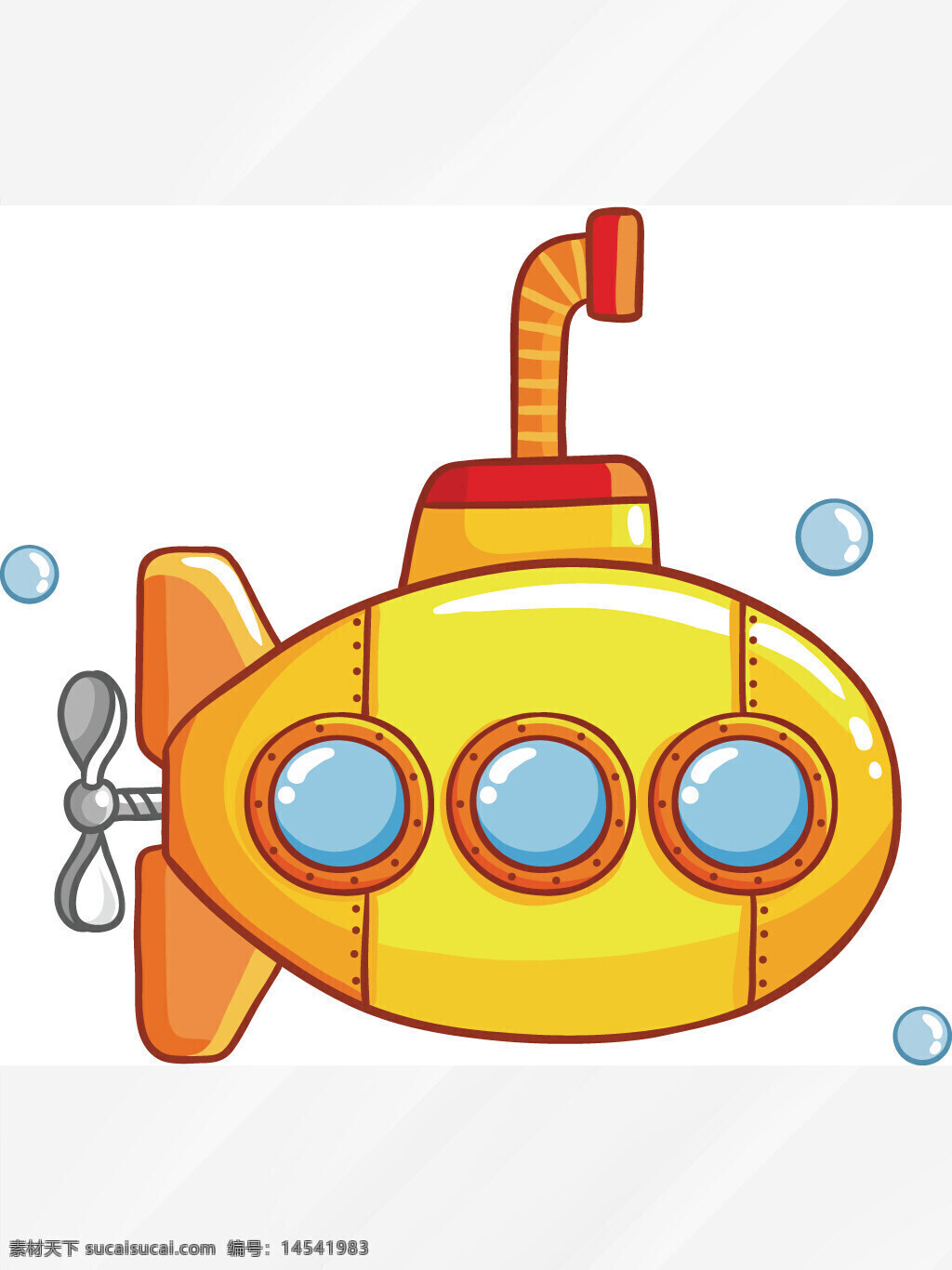 潜水艇 船 卡通 矢量 泡泡 海底 交通工具