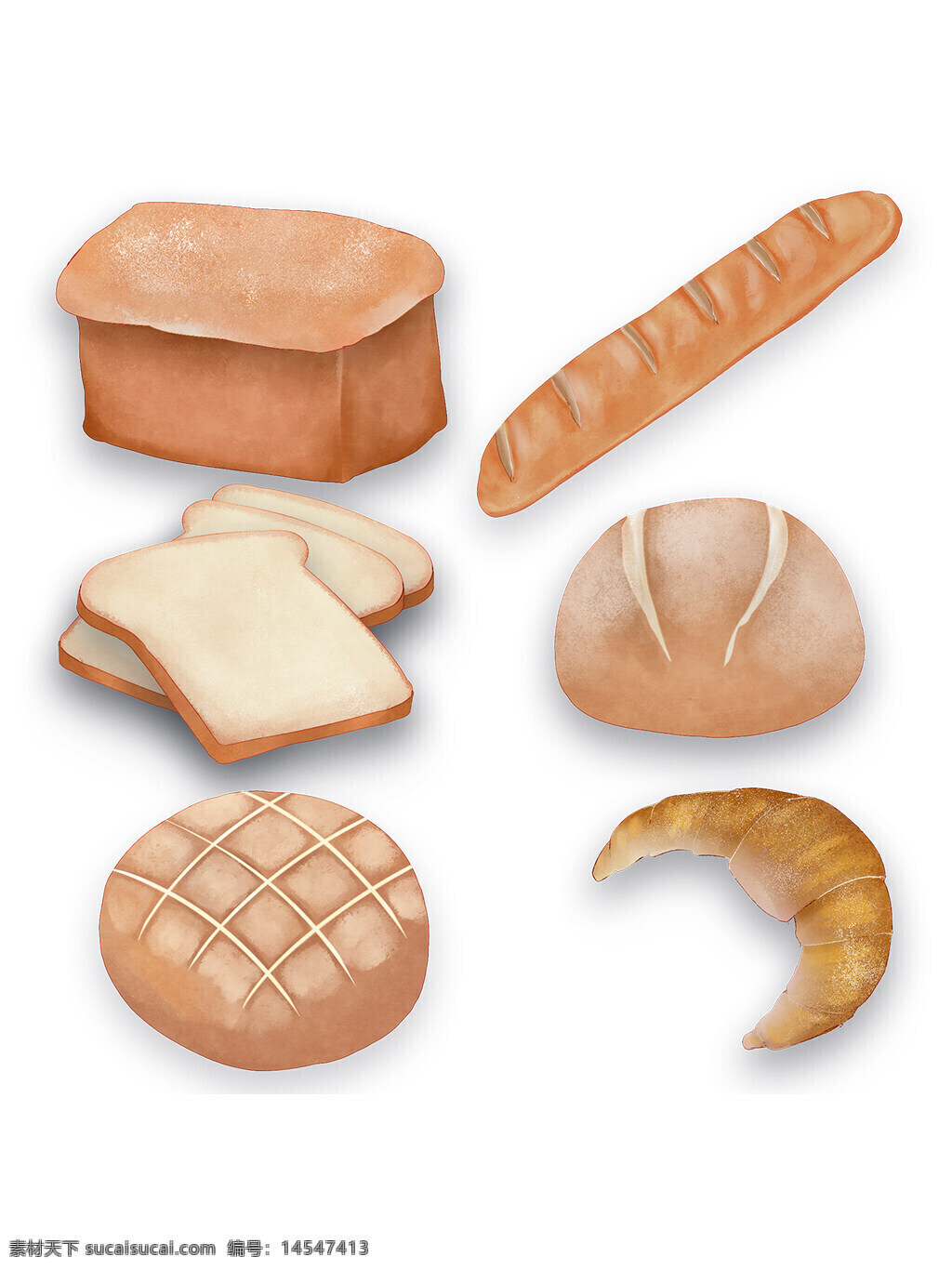 面包 欧包 面点 手绘面包 美食 西餐 面包的 法棍 菠萝包 牛角包 面包片 圆面包 方面包