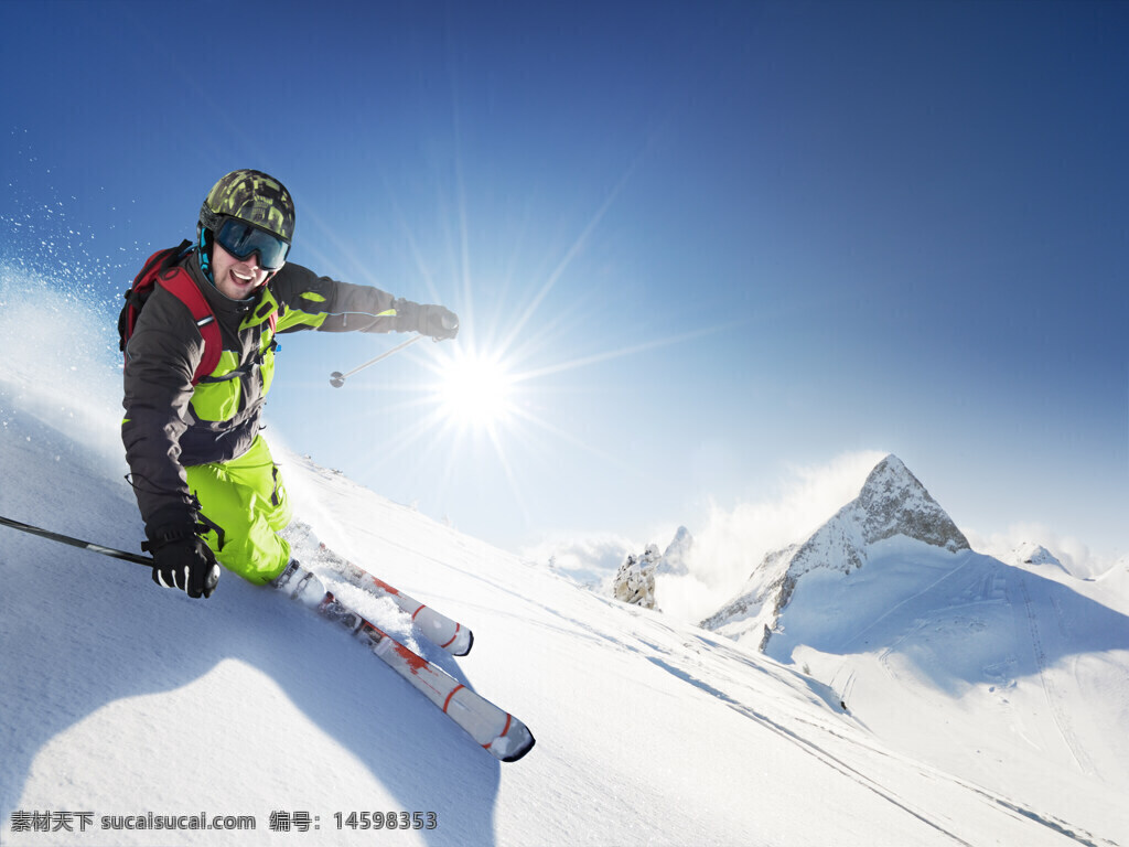 滑雪 雪山 滑雪者 阳光 高山 冬季运动 户外活动 极限运动 蓝天 粉雪 滑雪服 滑雪板 滑雪杆 雪景 运动员 冒险 滑雪场 白雪 滑雪技巧 冷天气