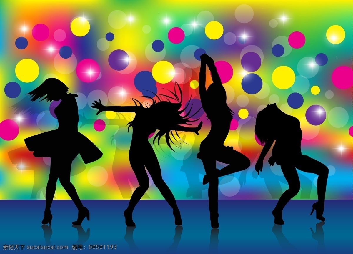 跳舞 舞蹈 人物轮廓 少女 女孩 人群 热舞 舞动 女性剪影 矢量 人物图库 女性妇女