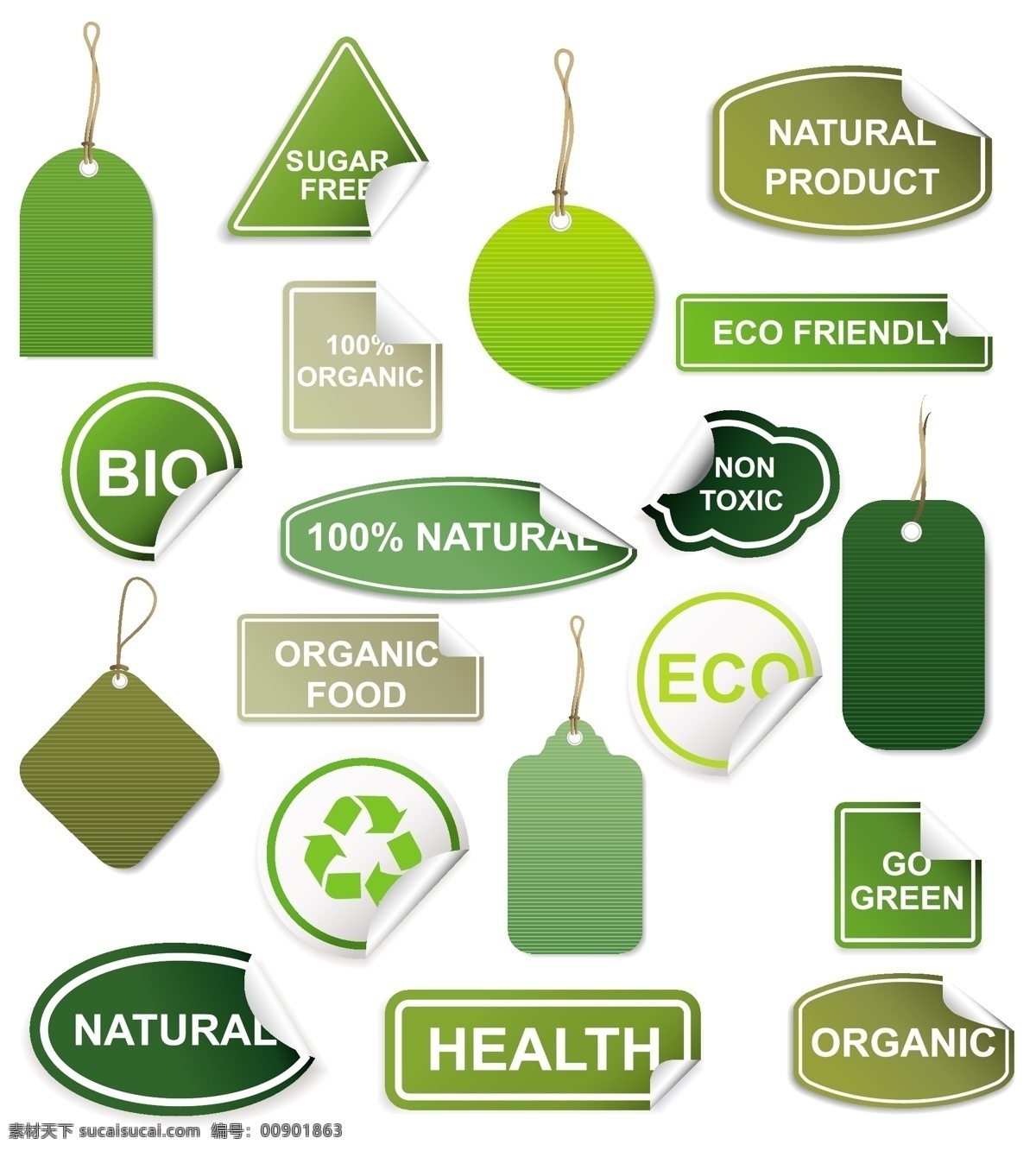 绿色生态 标签 矢量 绿色标签 绿色吊牌 生态 生态标签 循环标志 绿色标贴 矢量图 其他矢量图