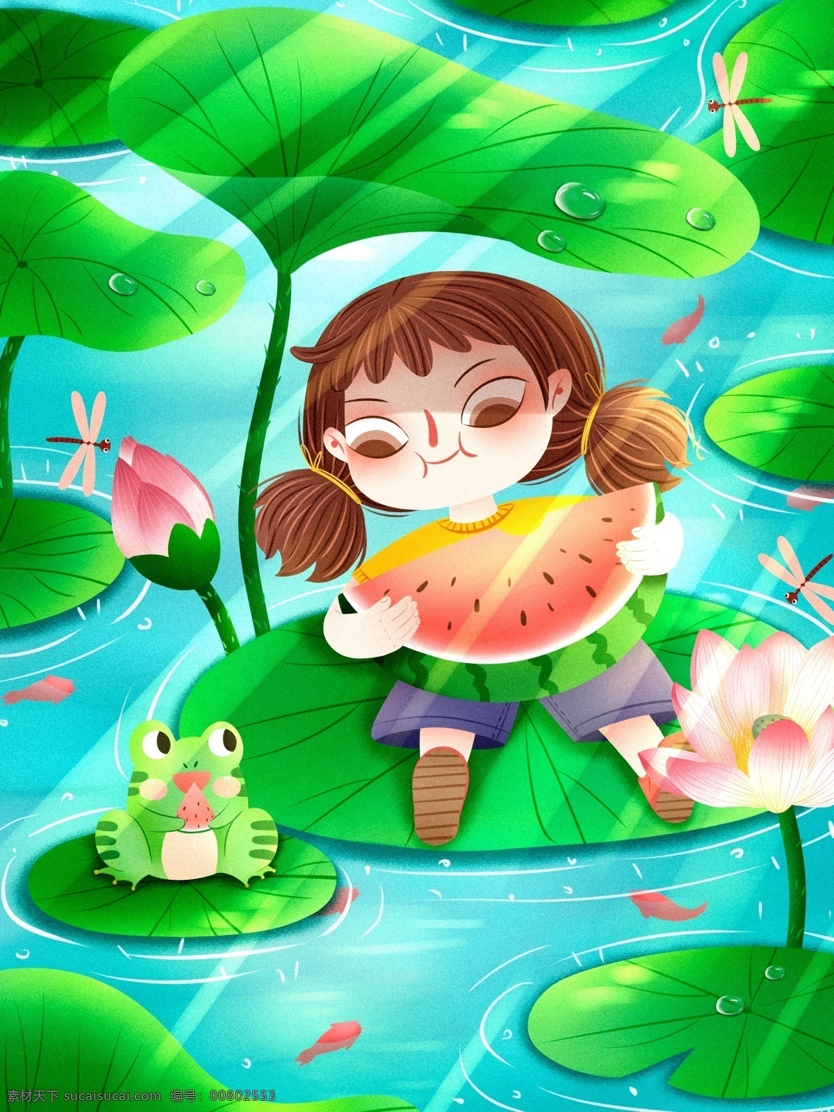 手绘 小 清新 小暑 节气 插画 小暑节气 小暑节气插画 小暑插画 节气小暑 24节气 节气插画