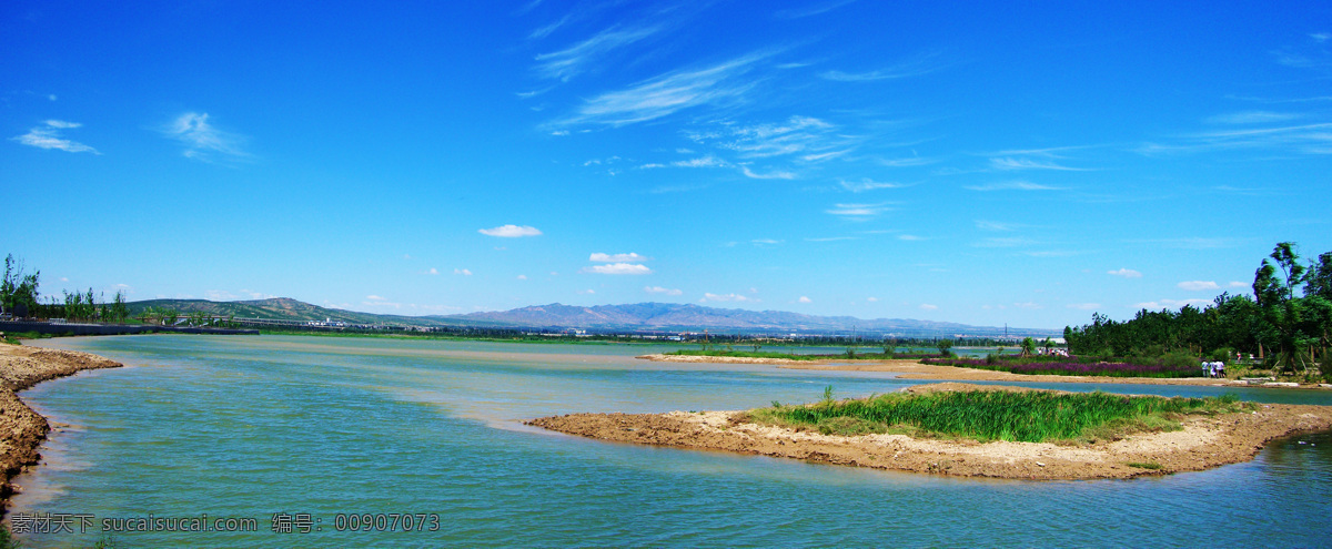 大同文瀛湖 文瀛湖 大同 蓝天 白云 湖水 辽阔 薰衣草 风景摄影 风景名胜 自然景观