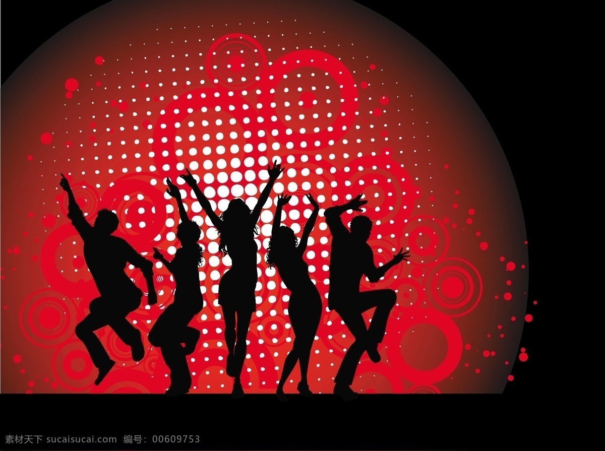 舞蹈剪影 背景 音乐 舞蹈 红色 剪影 朋友 庆祝 迪斯科 男孩 音乐会 人群 集团 人民 插图 跳舞 女人 青年