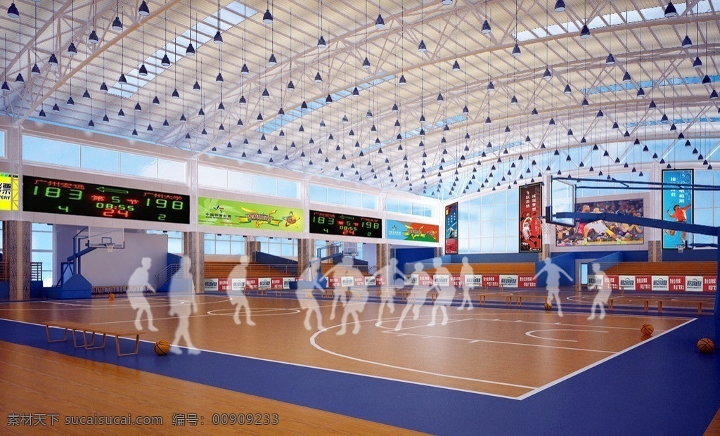 篮球馆效果图 球馆 现代 运动 三旧改造 厂房改球场 工装 室内 效果图 大型 比赛场地 观演 工装效果图 3d作品 3d设计