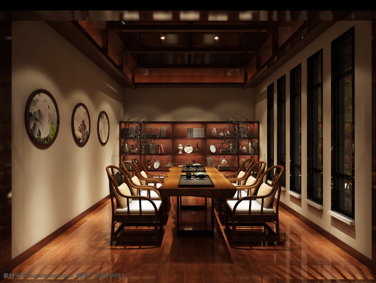 中式 茶室 新中式 室内 环境设计 室内设计